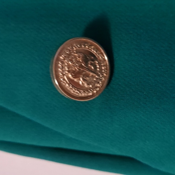 ZARA High Waisted Mariner Forest Green with Gold Buttons Pants - S - Picture 3 of 9